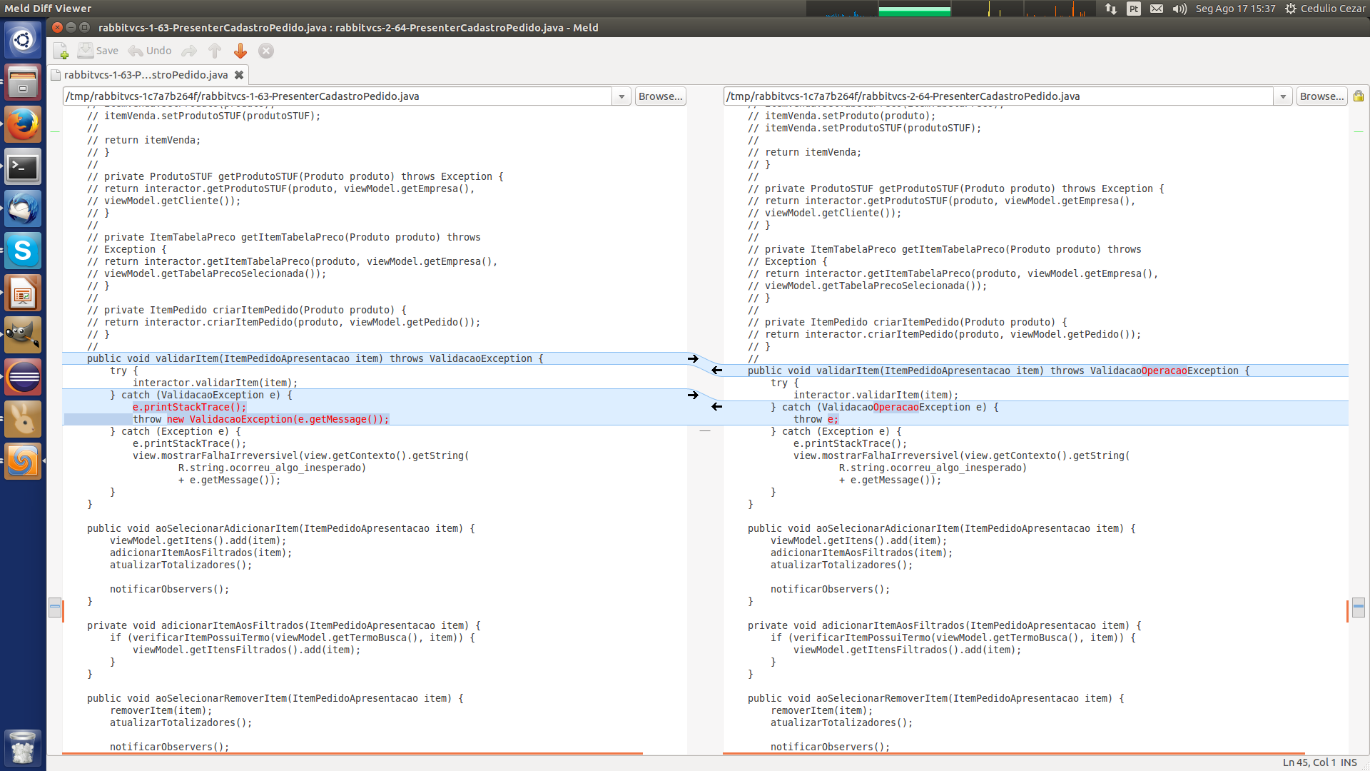 Código somente com alterações relevantes